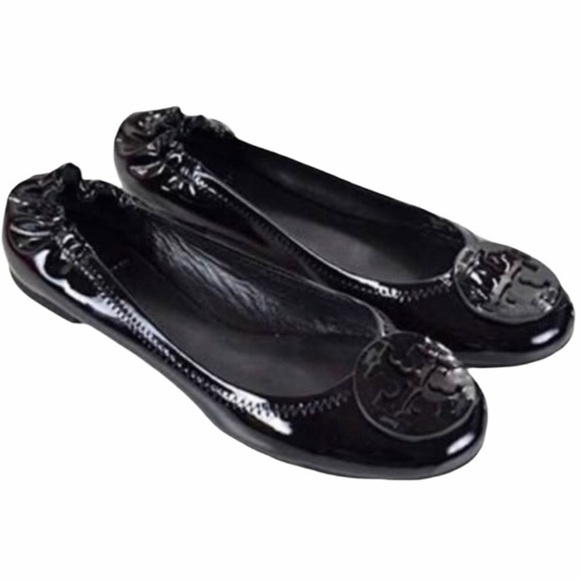 TORY BURCH Black Patent Leather Ballet Flats Shoes Size 6 - Picture 1 of 12